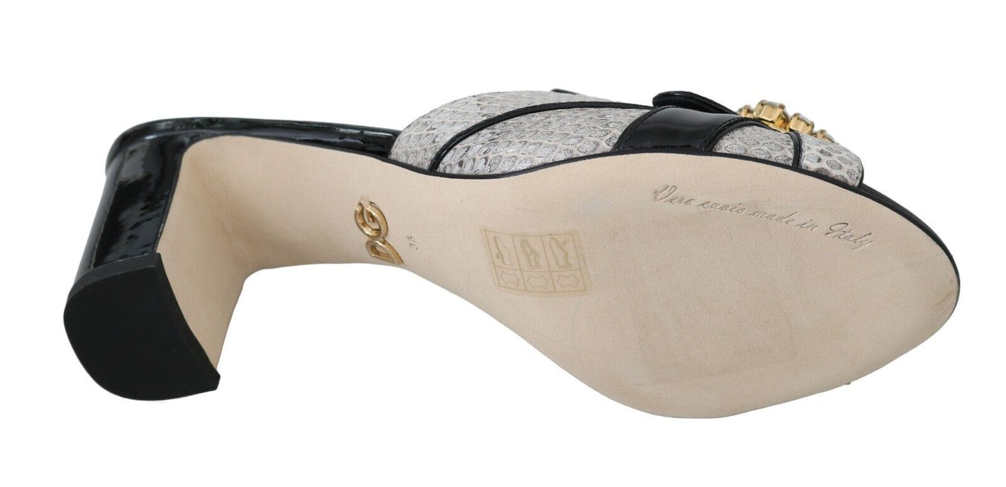 Schwarz Grau Exotische Leder Kristalle Sandalen Schuhe
