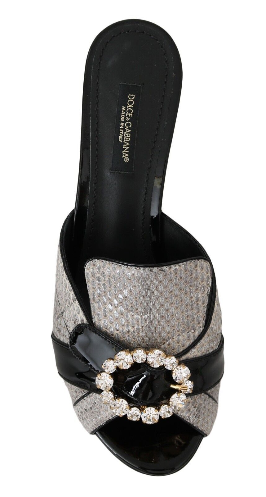 Schwarz Grau Exotische Leder Kristalle Sandalen Schuhe