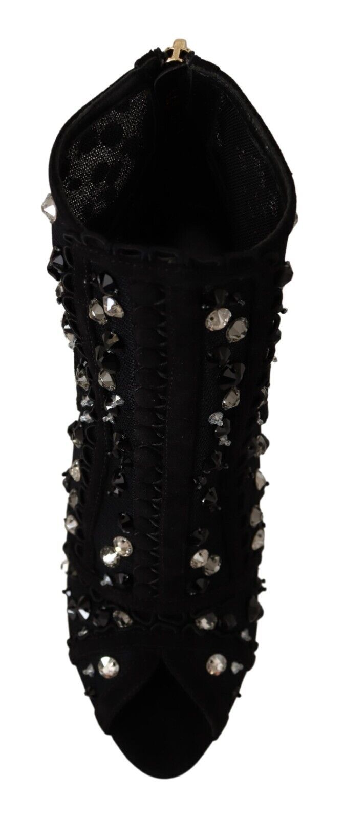 Schwarze Kristalle Heels Reißverschluss Kurze Stiefel Schuhe