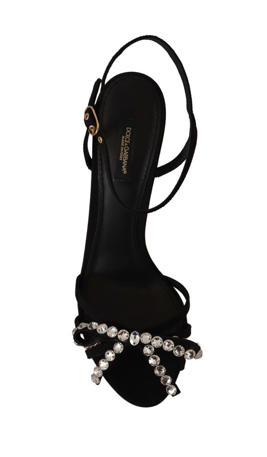 Schwarze Kristalle Knöchelriemen Heels Sandalen Schuhe
