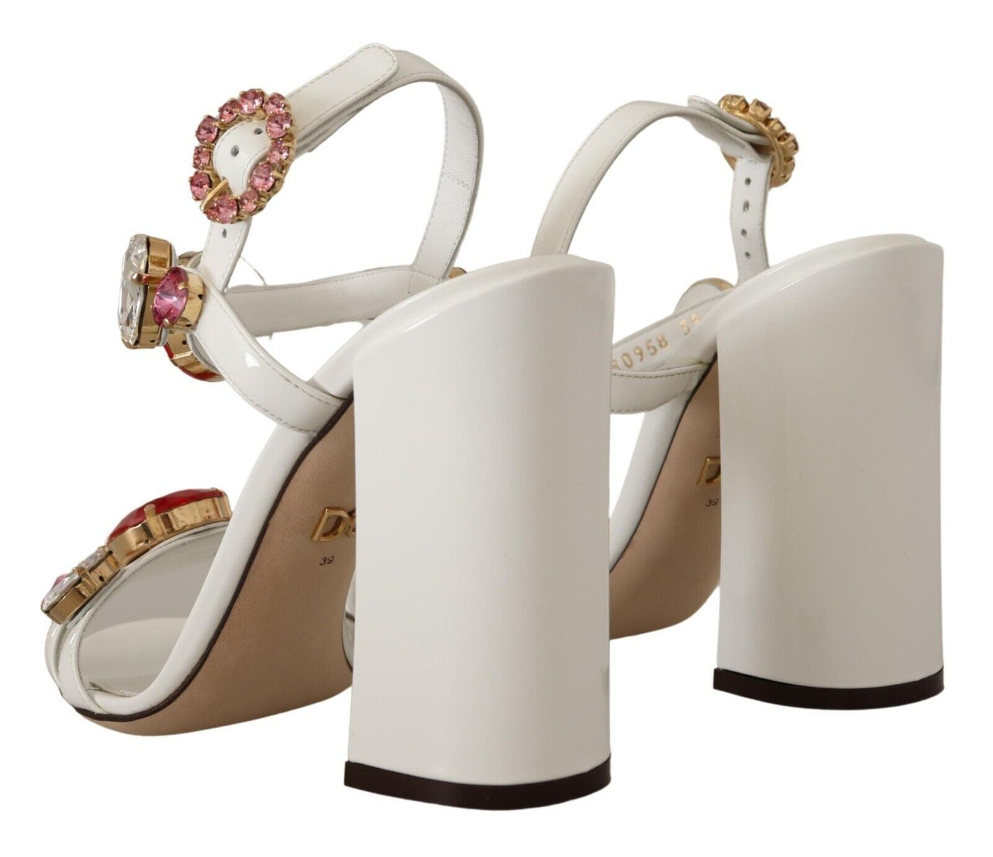 Weiße Leder Kristall Keira Heels Sandalen Schuhe