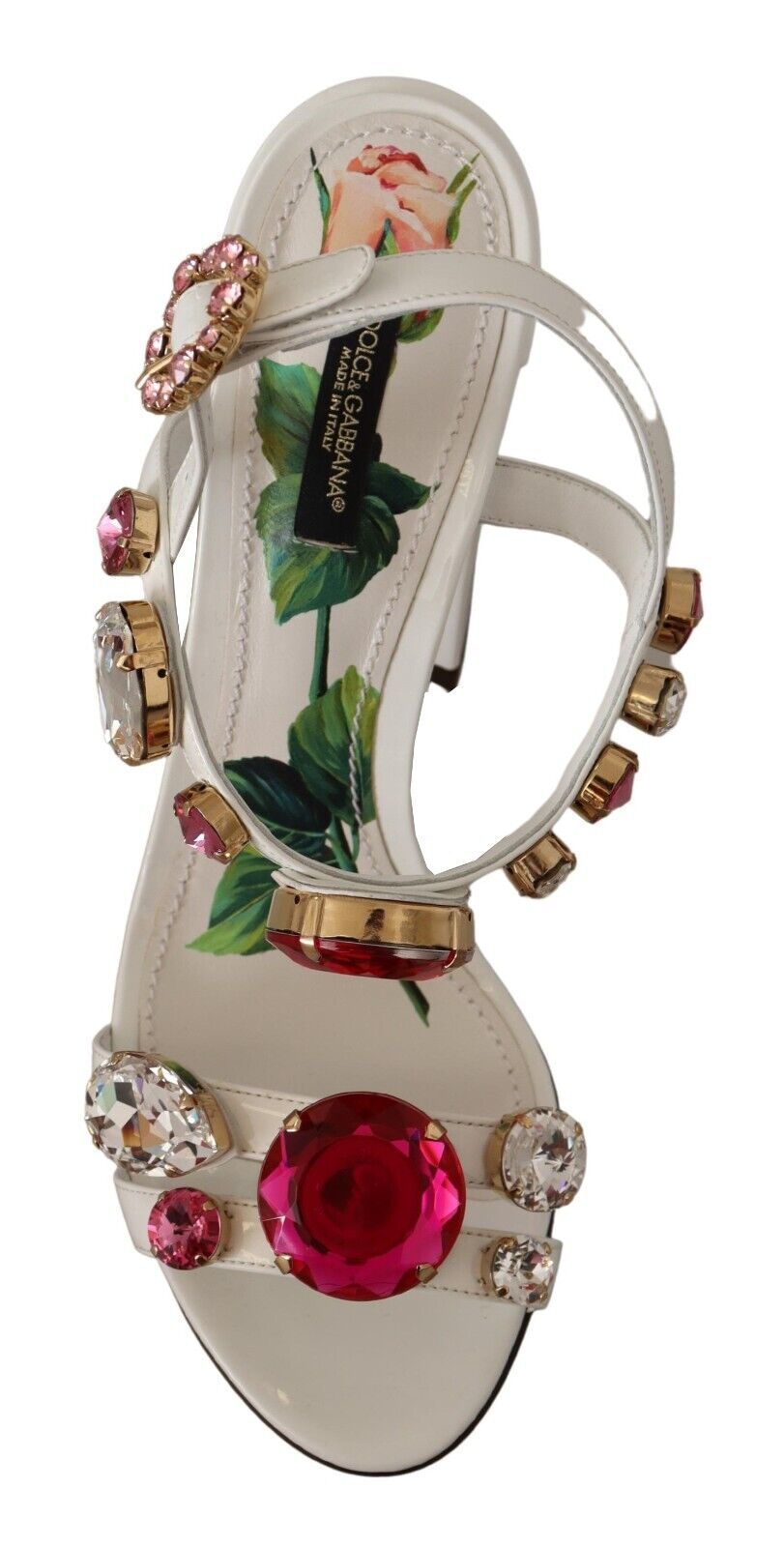 Weiße Leder Kristall Keira Heels Sandalen Schuhe