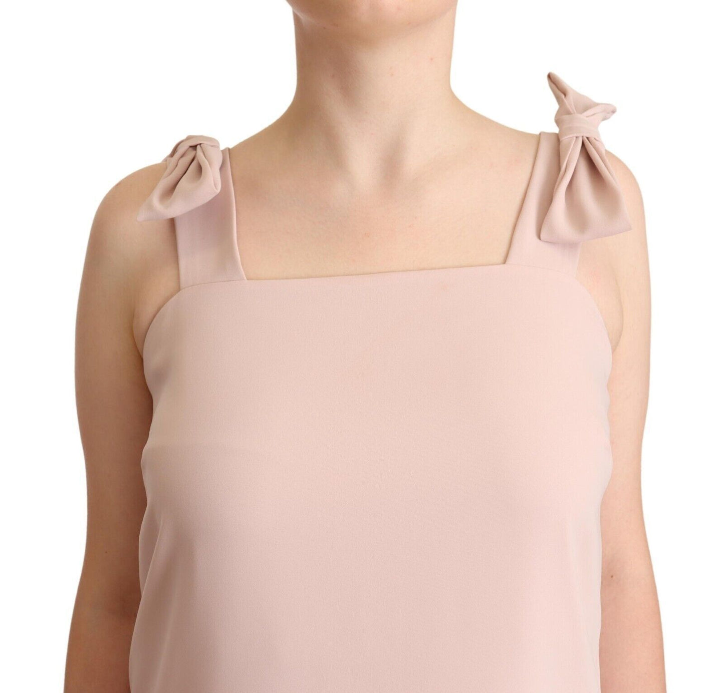 Rosa ärmelloses Midi-Etuikleid aus Polyester mit Federn