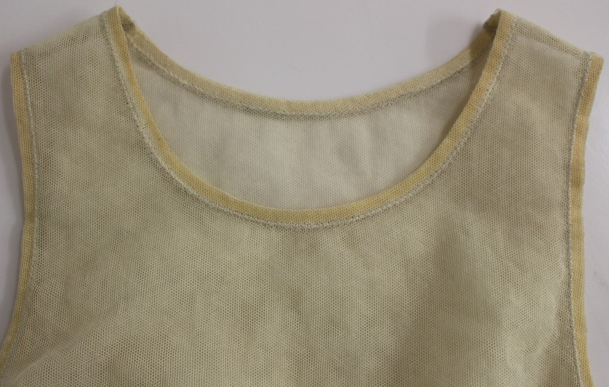 Beige ärmelloses Tanktop aus Baumwolle