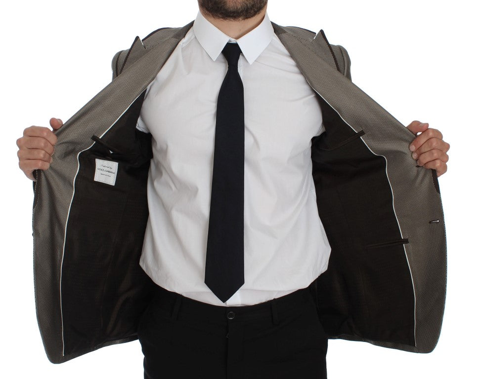 Brauner Slim Fit-Blazer aus Seide mit zwei Knöpfen