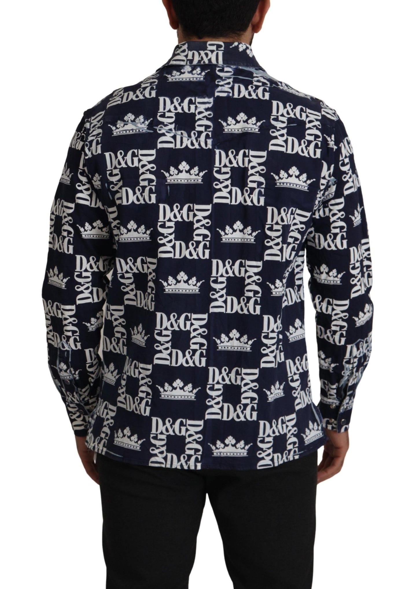 Freizeithemd aus Stretch-Denim mit Kronenlogo in Blau