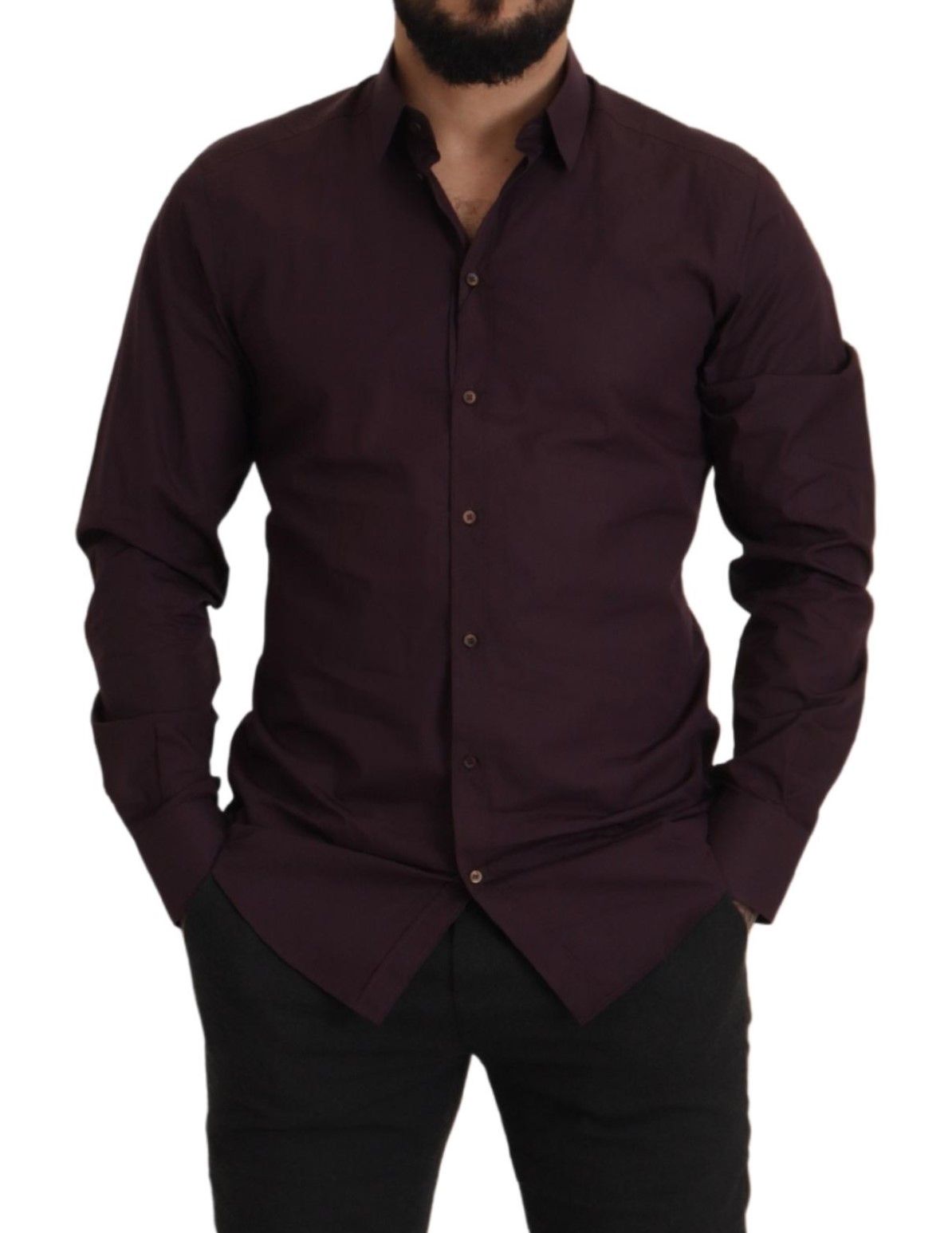 Lila Slim Fit Hemd aus Baumwolle GOLD