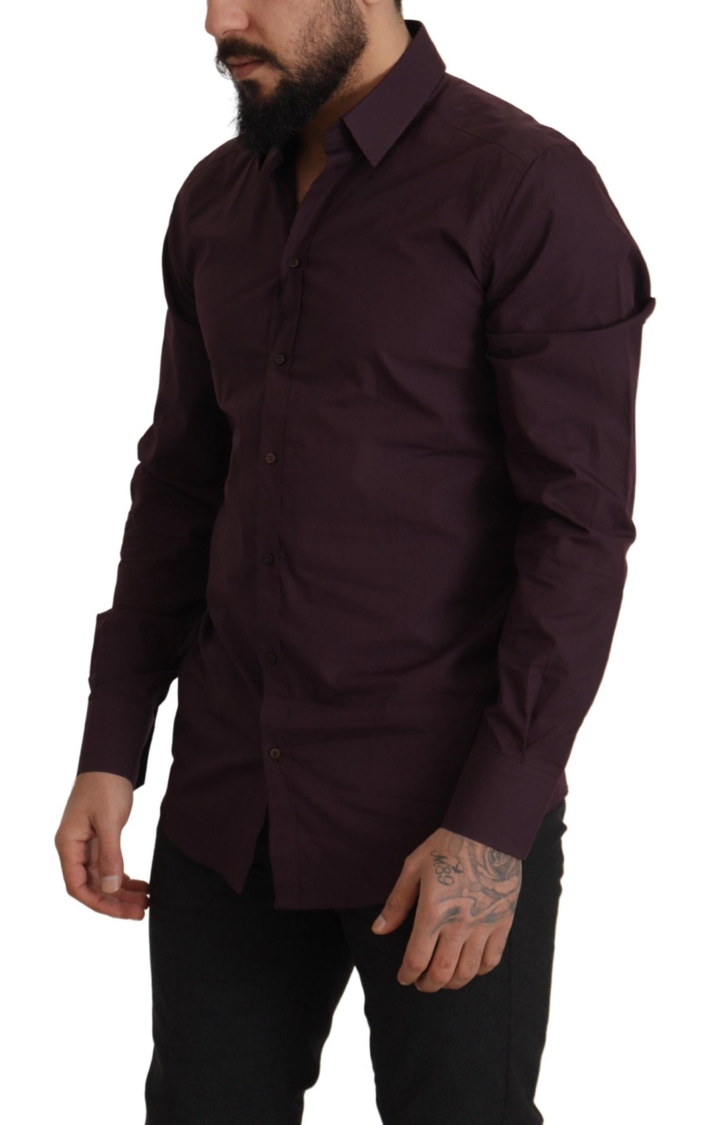 Lila Slim Fit Hemd aus Baumwolle GOLD
