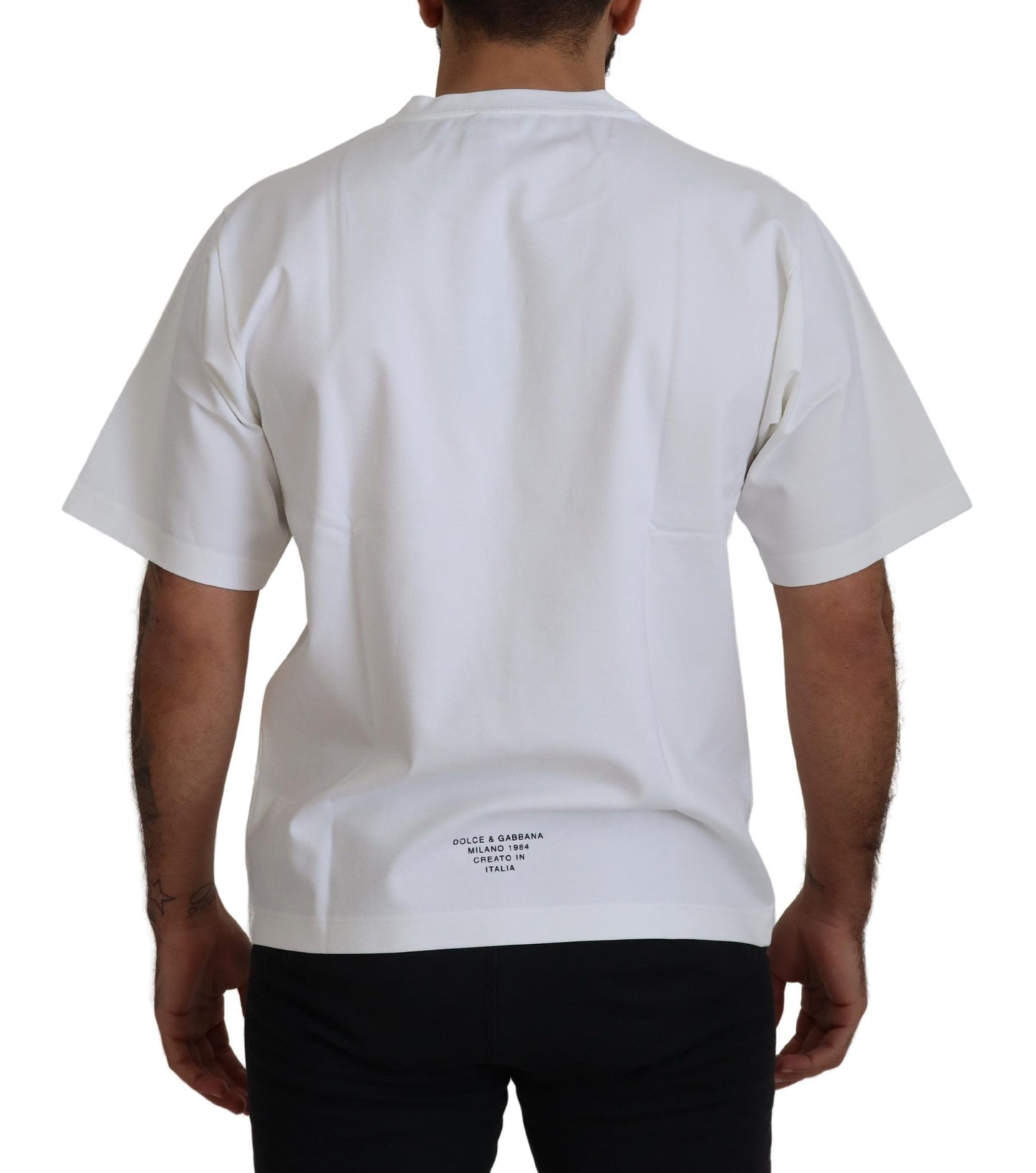 Weißes Baumwoll-T-Shirt mit Rundhalsausschnitt und Logo-Print