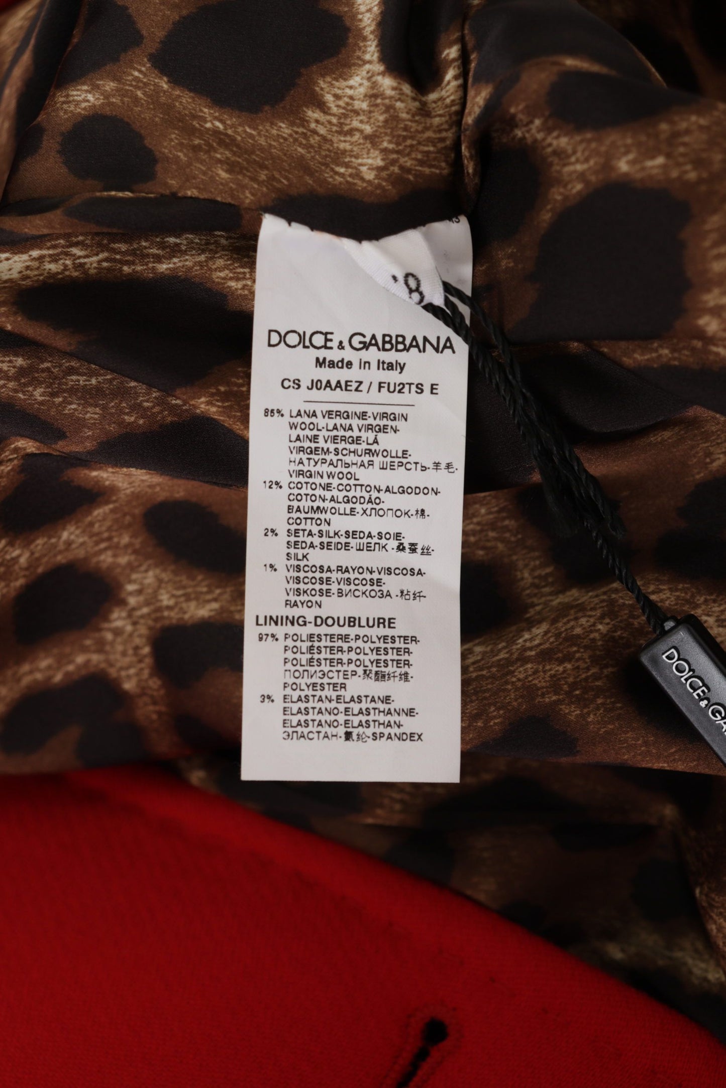 Roter Trenchcoat aus Wolle mit Leopardenmuster