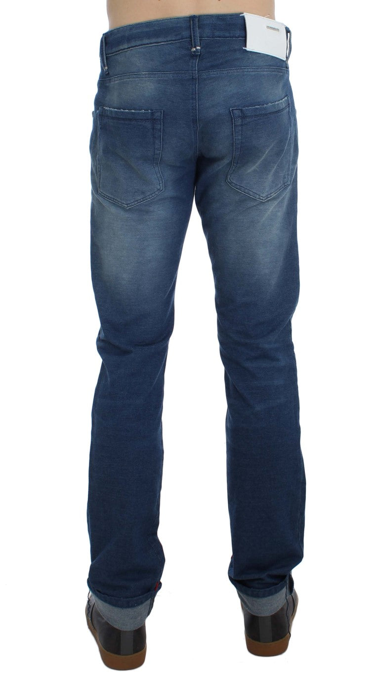 Slim Fit Jeans aus Baumwoll-Stretch in blauer Waschung