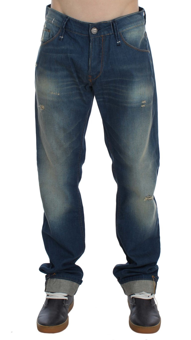 Blau verwaschene Jeans aus Baumwollstretch im Baggy-Fit