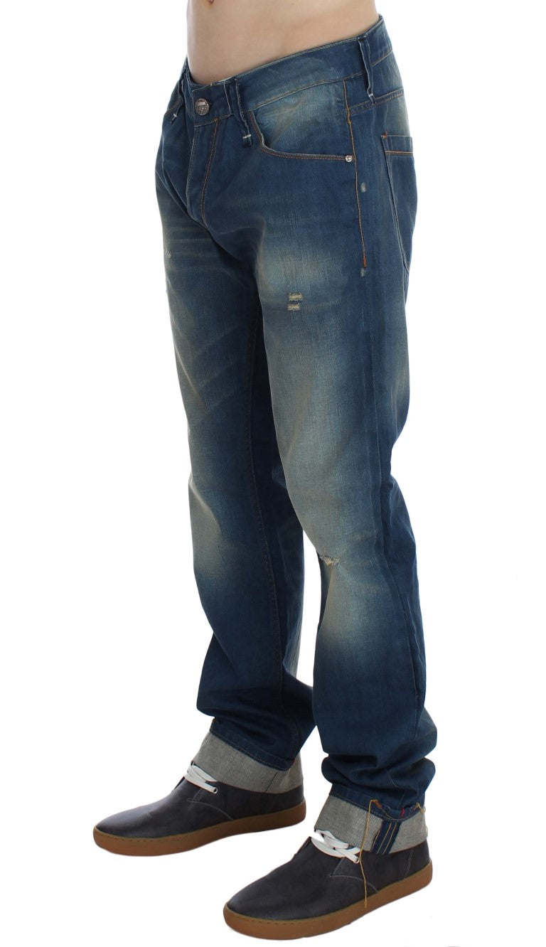 Blau verwaschene Jeans aus Baumwollstretch im Baggy-Fit