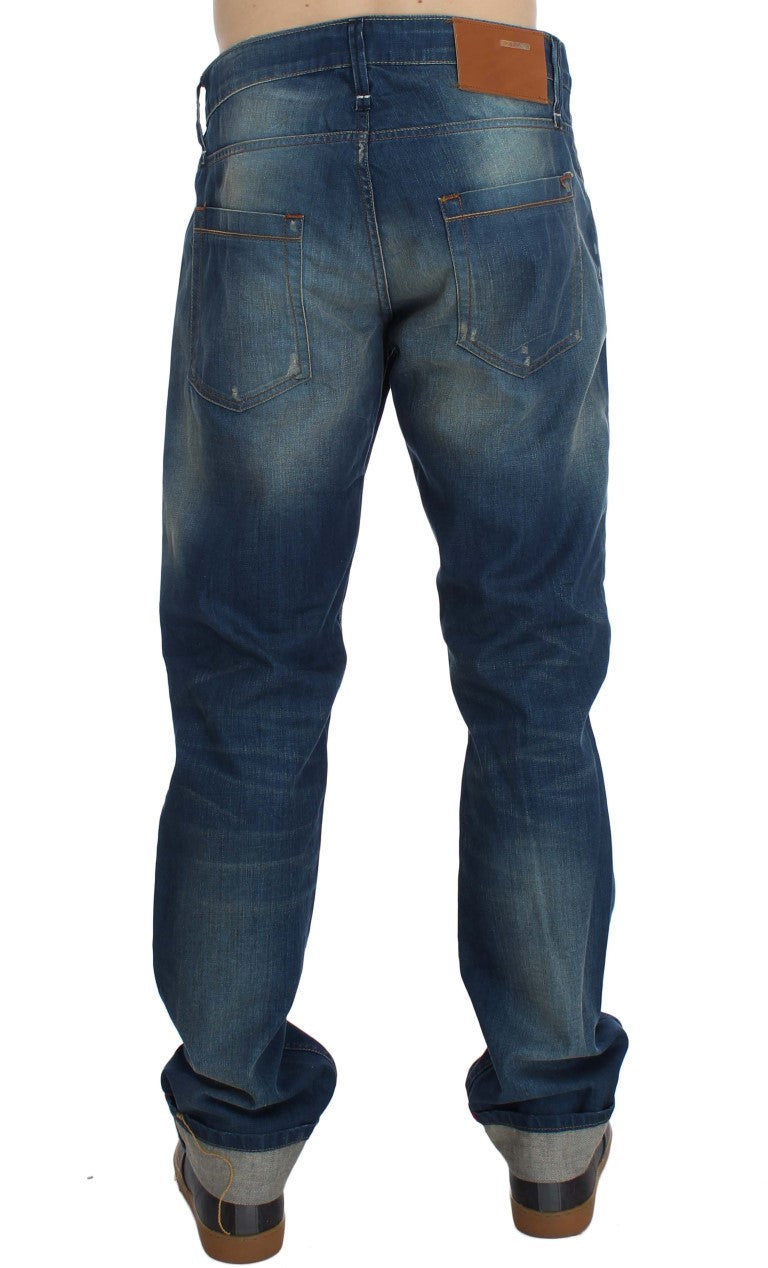 Blau verwaschene Jeans aus Baumwollstretch im Baggy-Fit