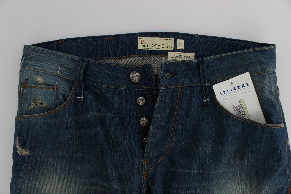 Blau verwaschene Jeans aus Baumwollstretch im Baggy-Fit
