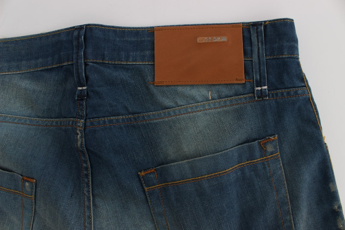 Blau verwaschene Jeans aus Baumwollstretch im Baggy-Fit