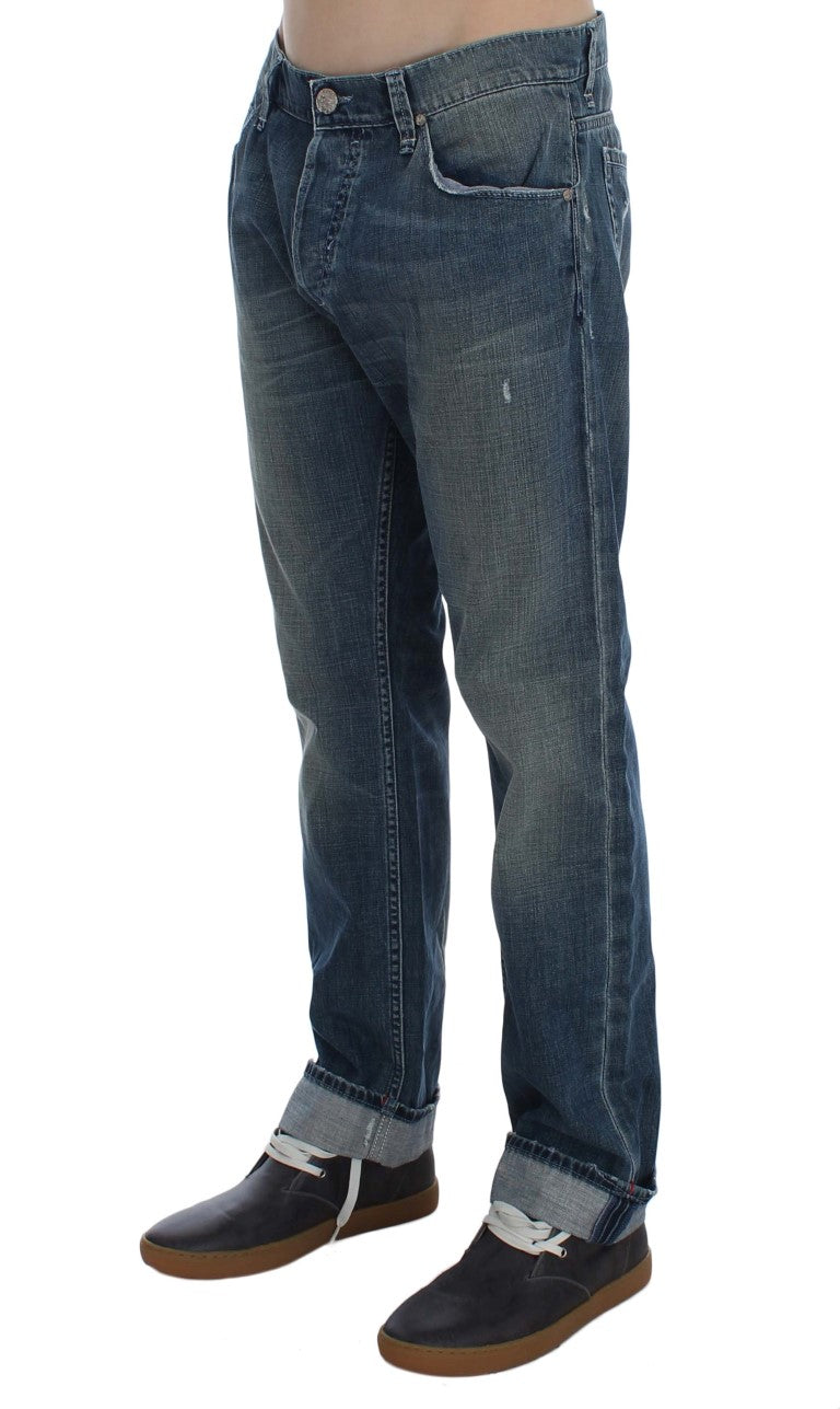 Regular Fit Jeans aus Baumwolldenim in blauer Waschung