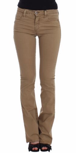 Beige Straight Leg Denim Hose Stretchjeans