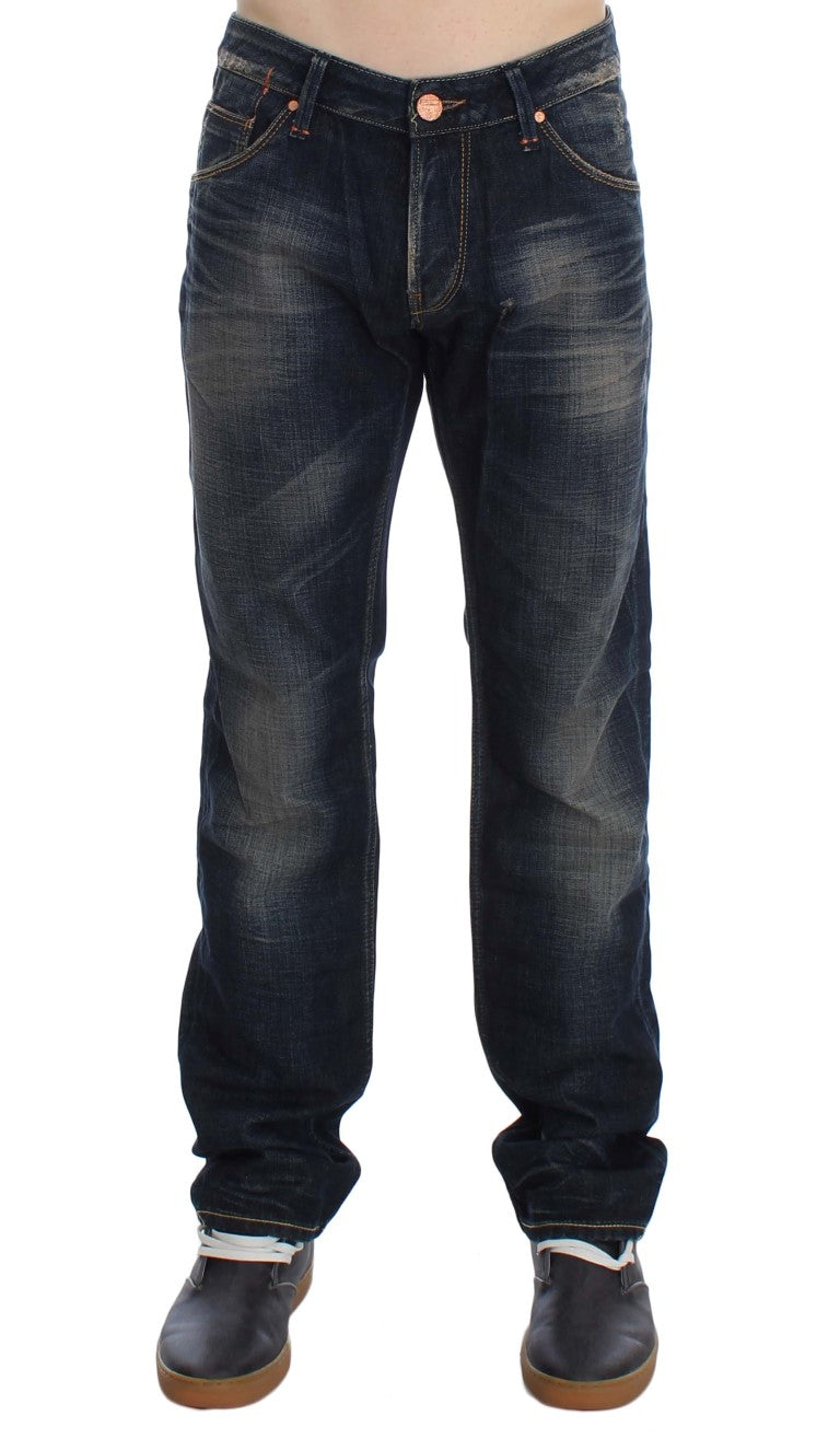 Straight Fit Jeans mit niedriger Taille in blauer Waschung