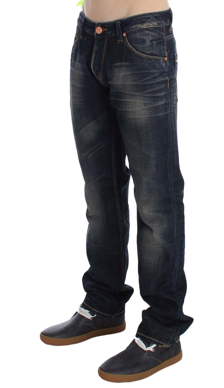 Straight Fit Jeans mit niedriger Taille in blauer Waschung