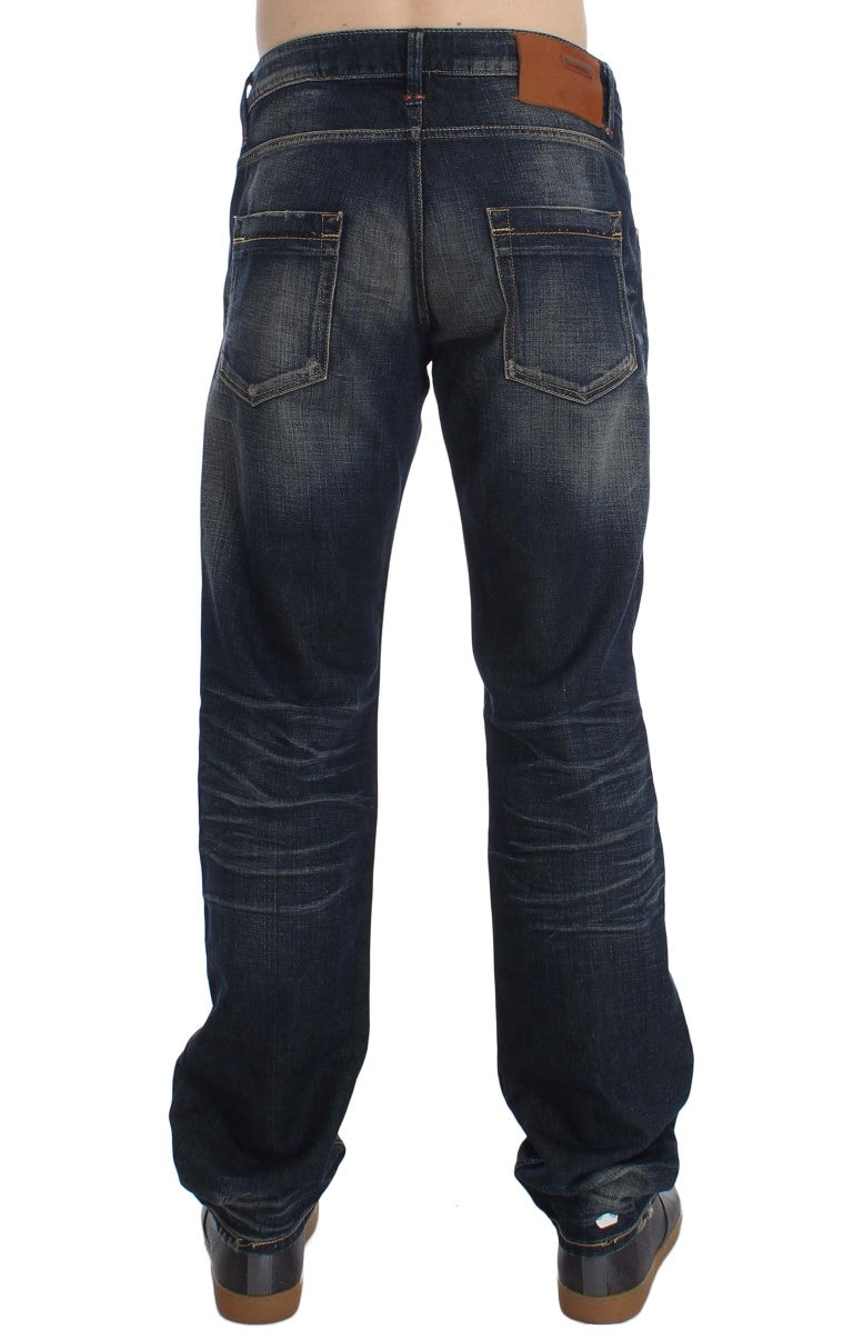 Straight Fit Jeans mit niedriger Taille in blauer Waschung