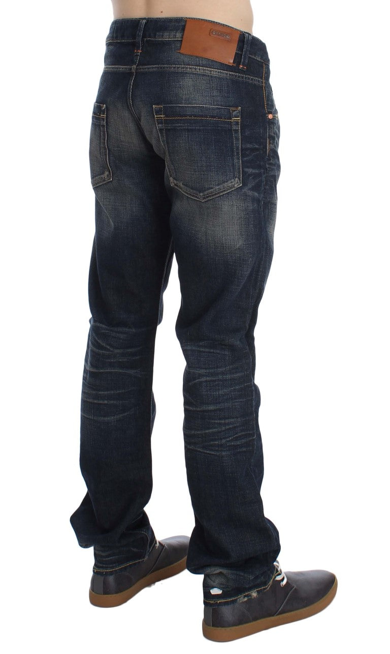 Straight Fit Jeans mit niedriger Taille in blauer Waschung