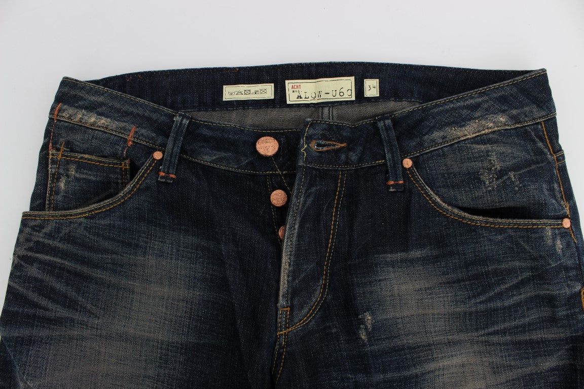 Straight Fit Jeans mit niedriger Taille in blauer Waschung