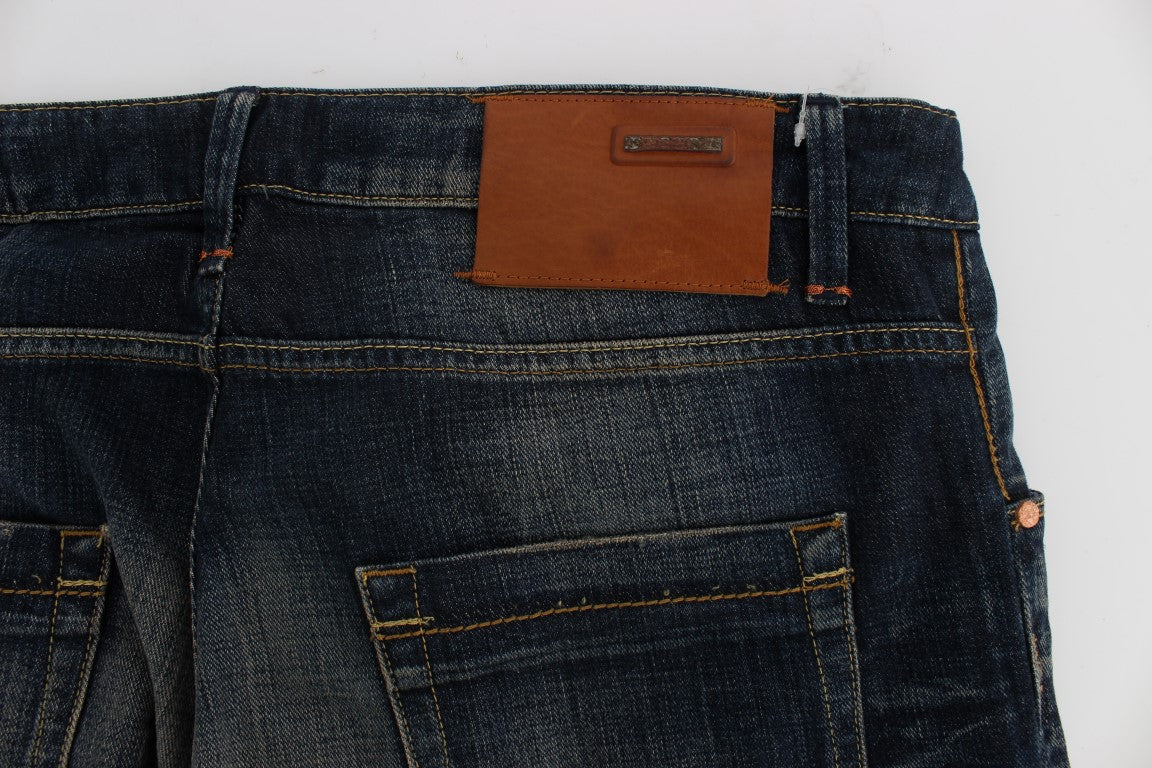 Straight Fit Jeans mit niedriger Taille in blauer Waschung