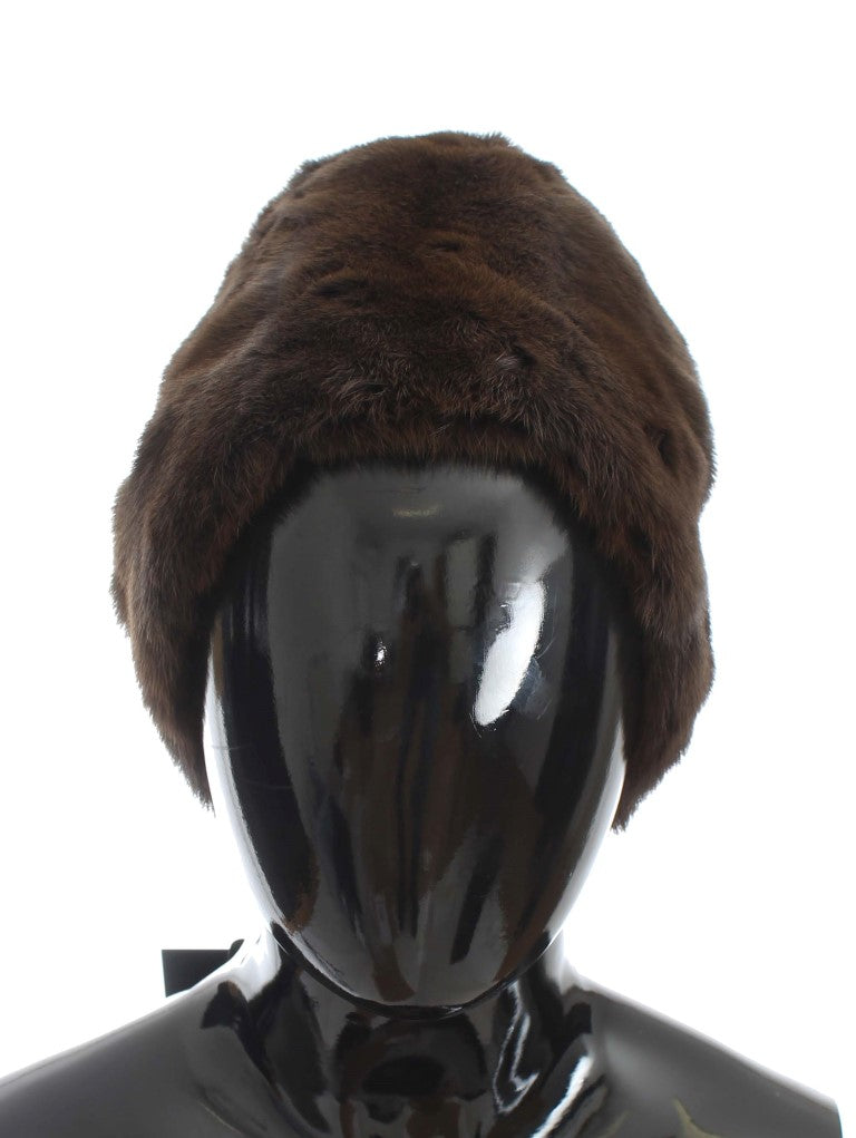 Braune Wieselfell-Mütze aus Kaschmir für Damen