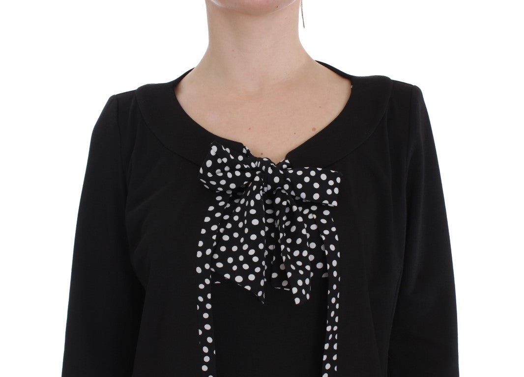 Schwarzes Stretch-Etuikleid und Pullover-Set