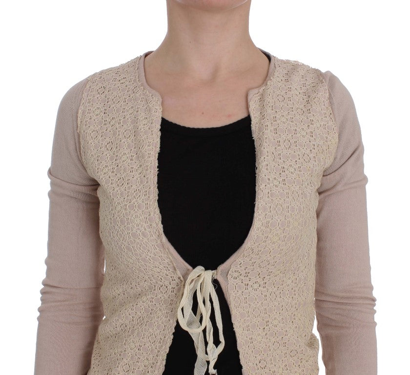 Rosa Wickelpullover mit Blumenspitze