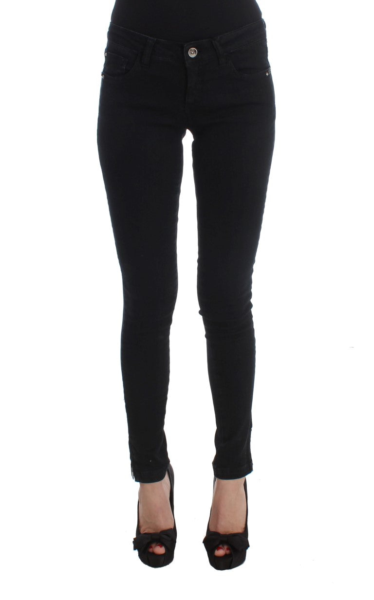Schwarze Slim Fit-Jeans aus Baumwolle