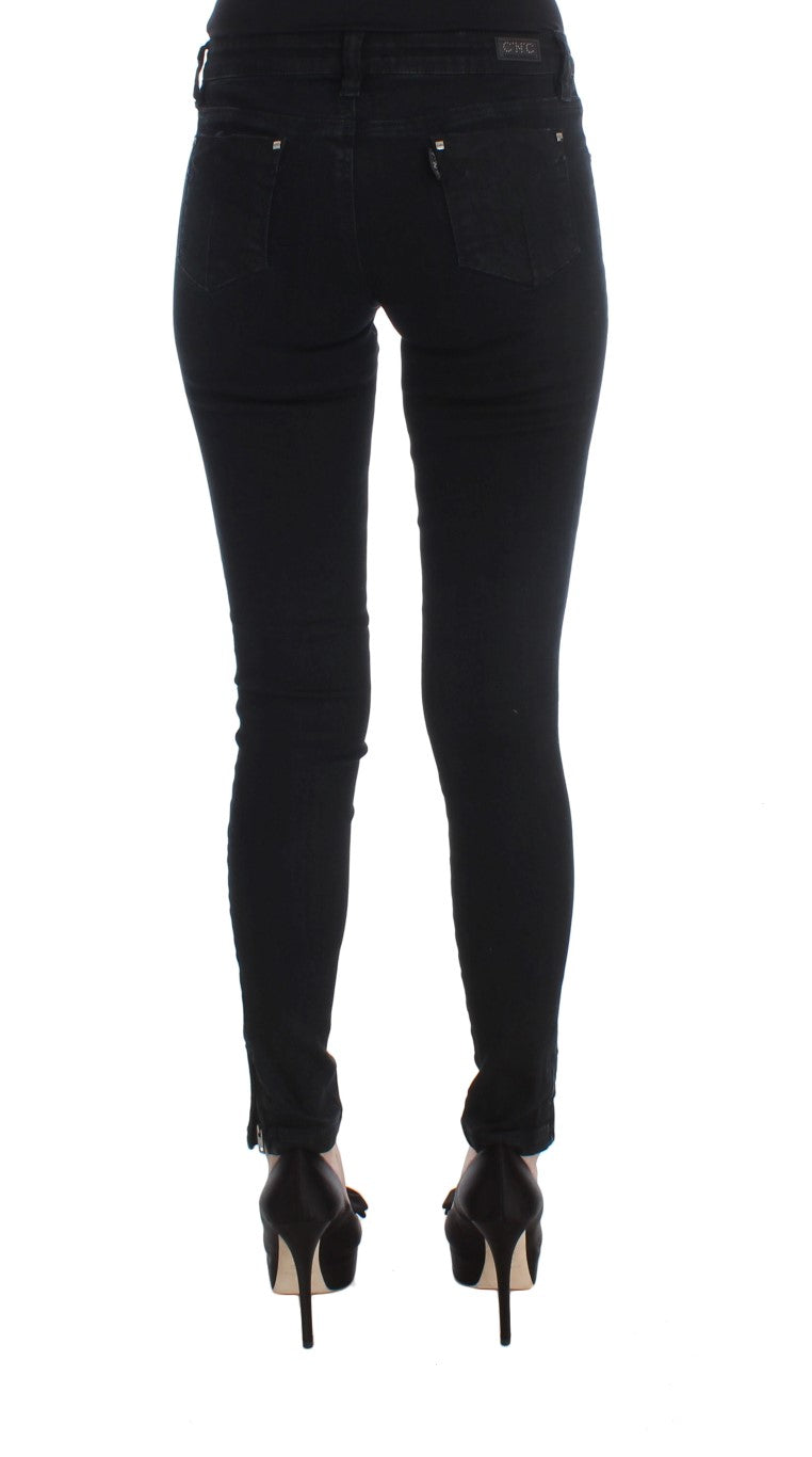 Schwarze Slim Fit-Jeans aus Baumwolle