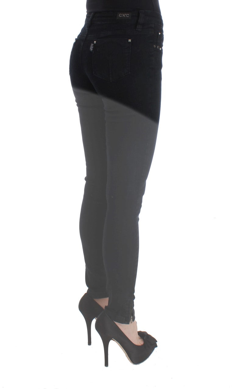 Schwarze Slim Fit-Jeans aus Baumwolle