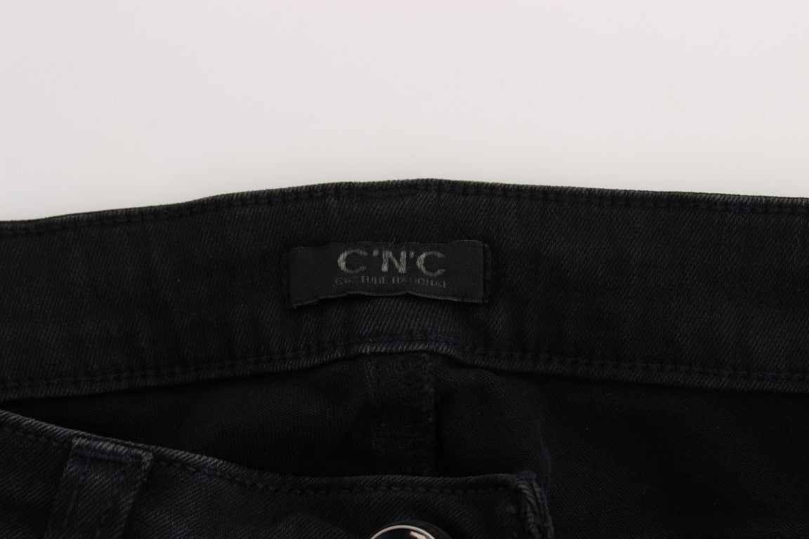 Schwarze Slim Fit-Jeans aus Baumwolle