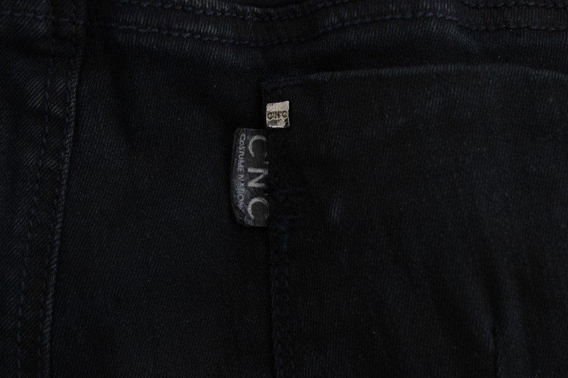 Schwarze Slim Fit-Jeans aus Baumwolle