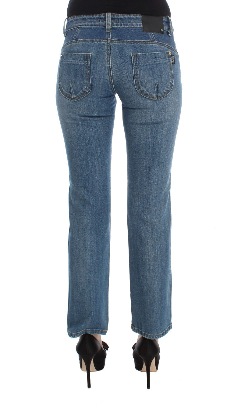 Blaue Slim Fit Cropped-Jeans aus Baumwolle