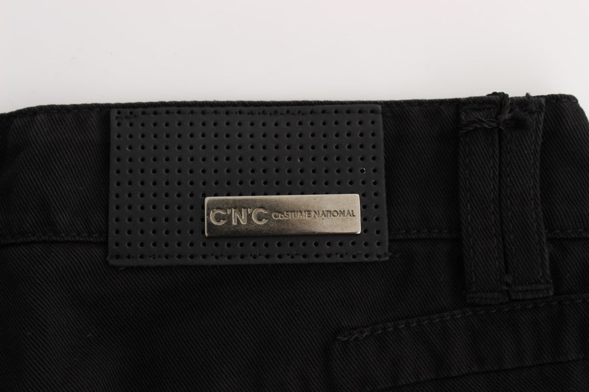 Schwarze Slim Fit Bootcut-Jeans aus Baumwolle
