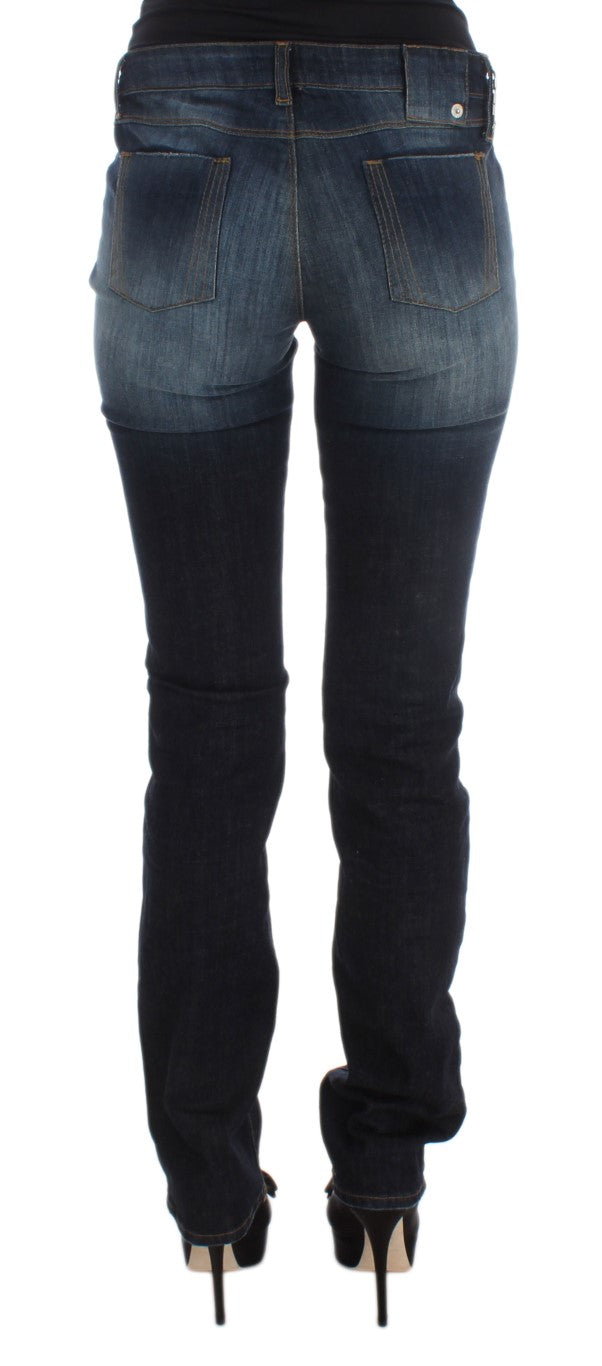 Blaue Slim Fit Bootcut-Jeans aus Baumwolle