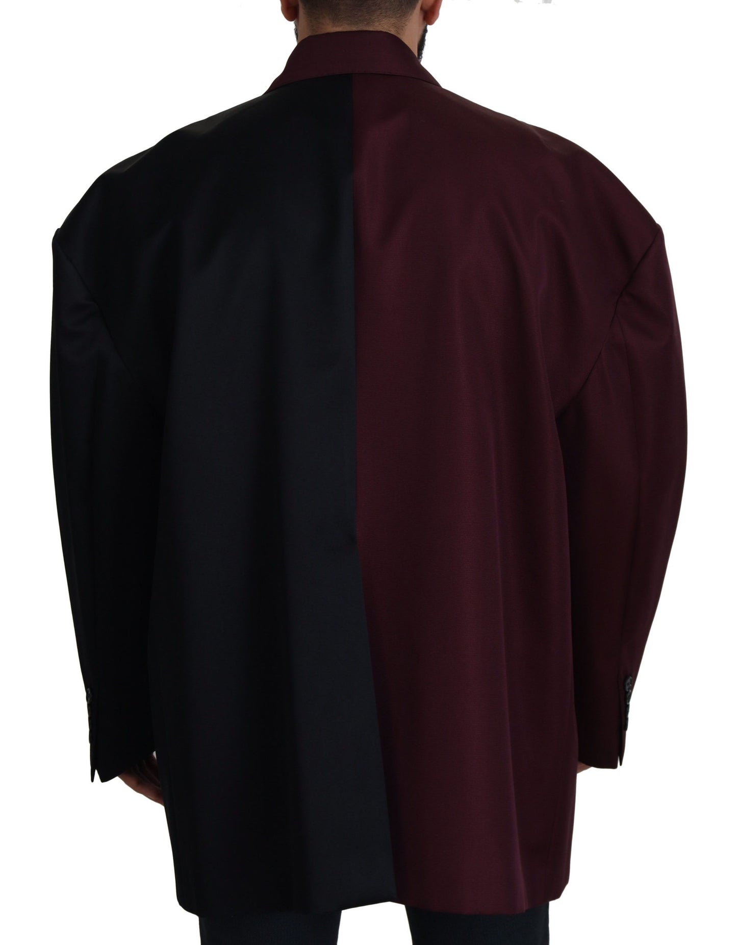 Bordeauxfarbene Zweireiherjacke aus Polyester