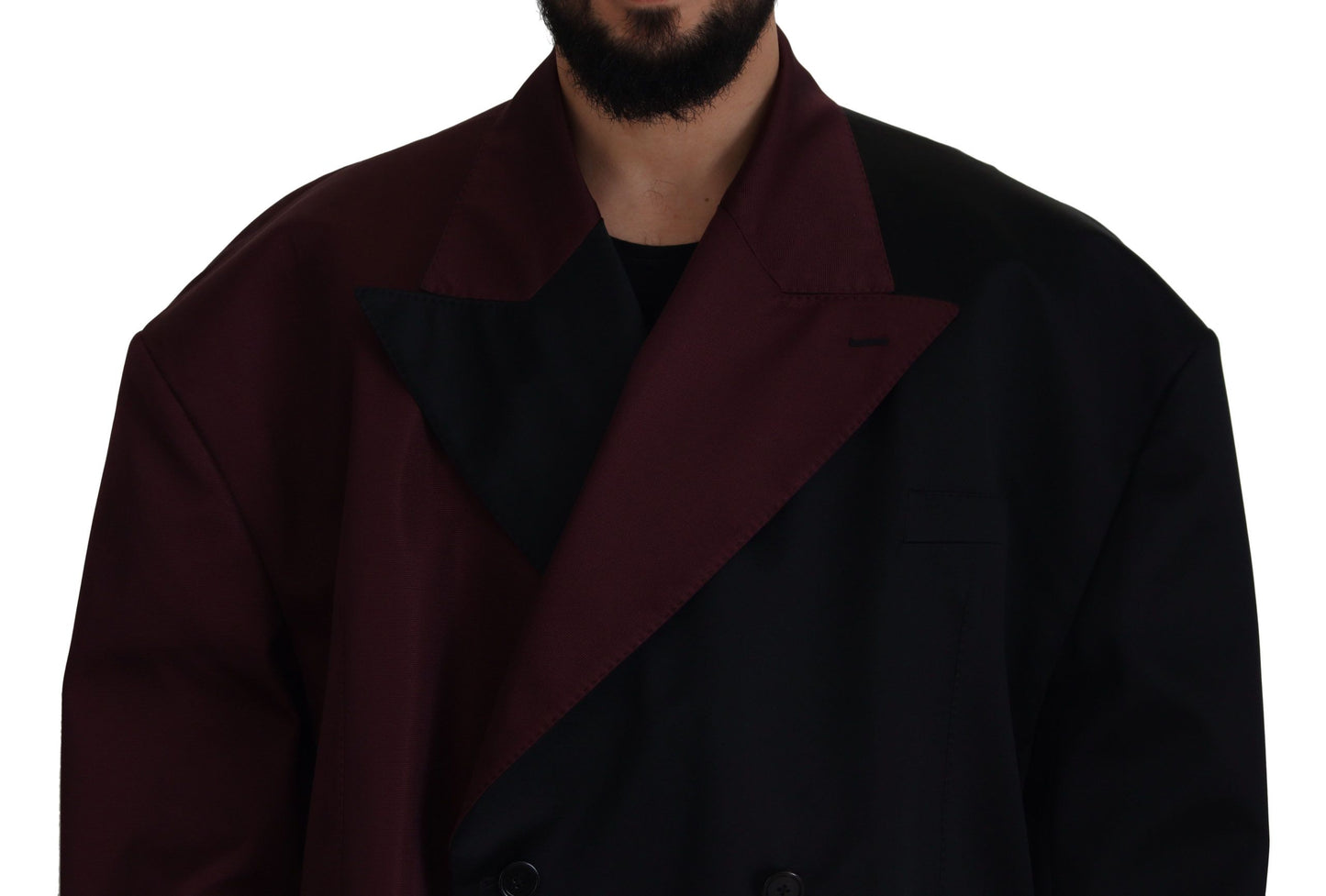 Bordeauxfarbene Zweireiherjacke aus Polyester