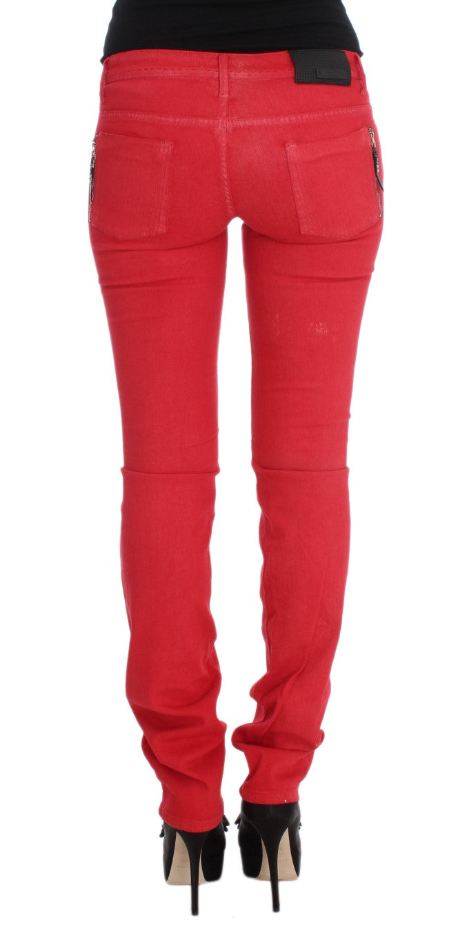 Rote Super Slim Fit Jeans aus Baumwollmischung