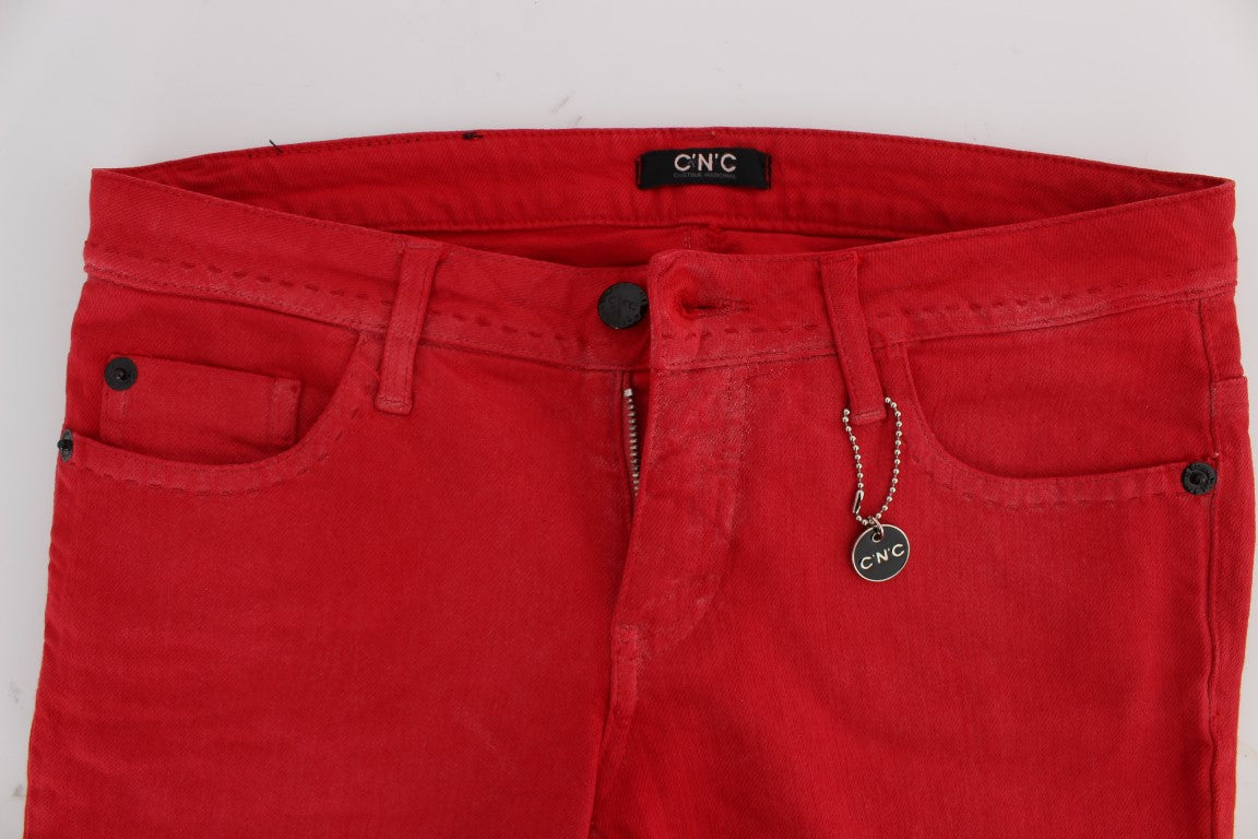 Rote Super Slim Fit Jeans aus Baumwollmischung