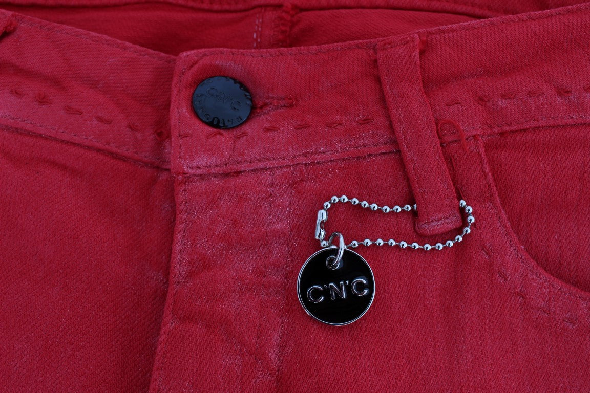 Rote Super Slim Fit Jeans aus Baumwollmischung