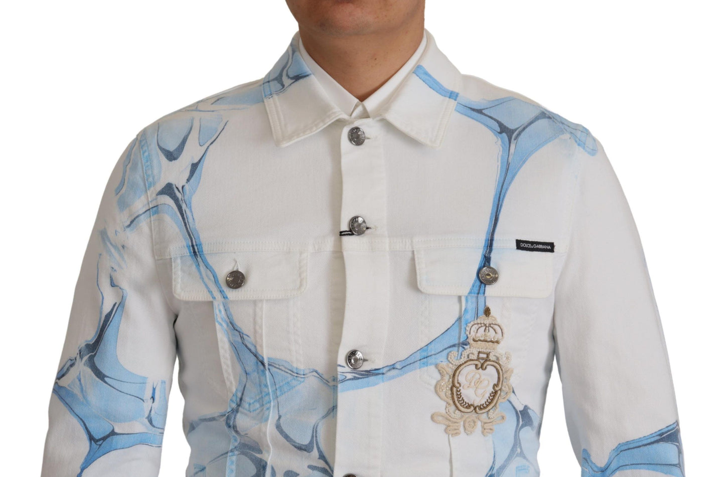 Weiße Jeansjacke aus Baumwolle mit Logostickerei