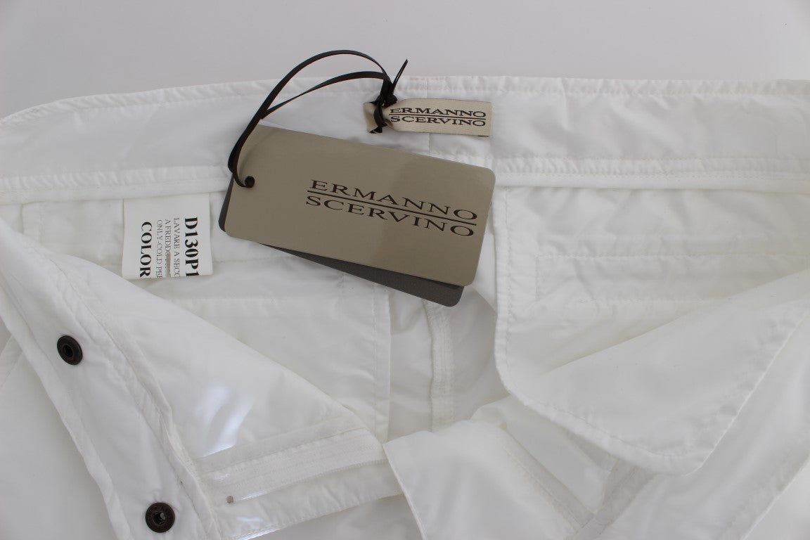 Weiße, gepolsterte Cargohose aus Nylon im Slim Fit