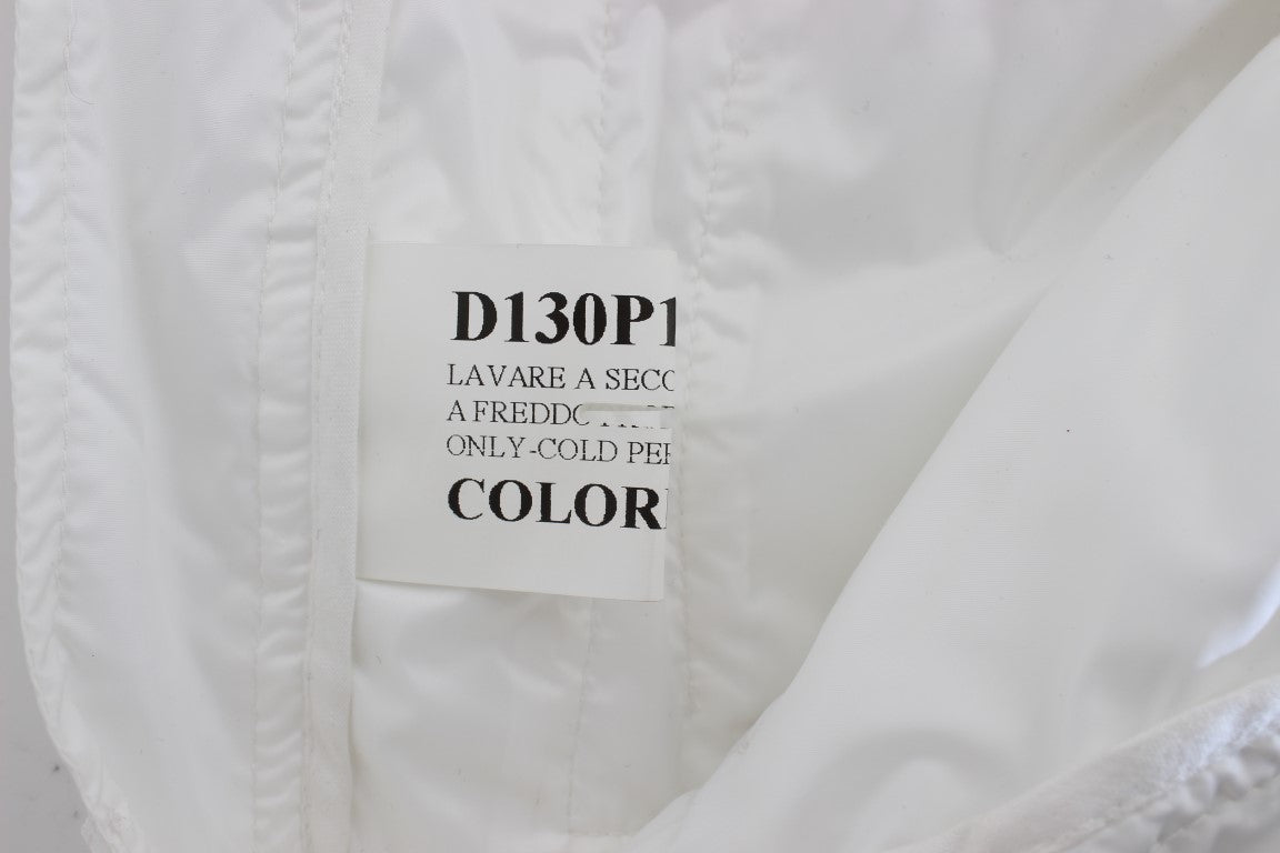 Weiße, gepolsterte Cargohose aus Nylon im Slim Fit