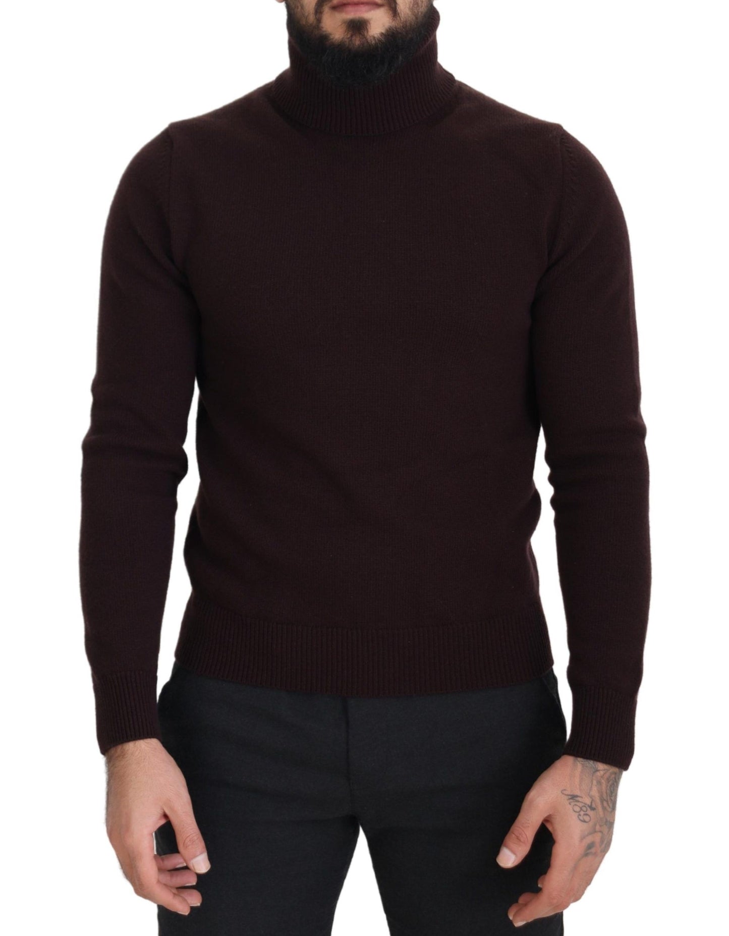 Brauner Rollkragenpullover aus Wolle