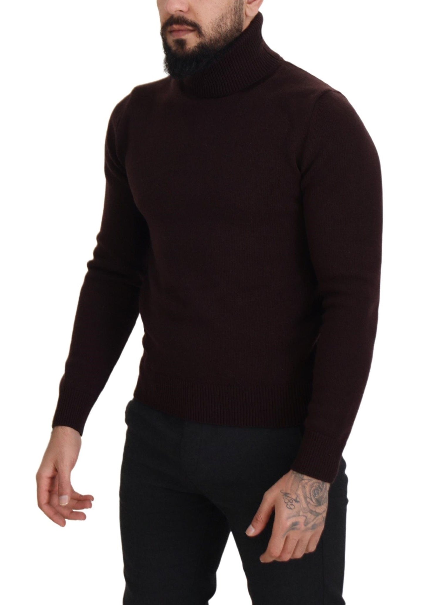 Brauner Rollkragenpullover aus Wolle