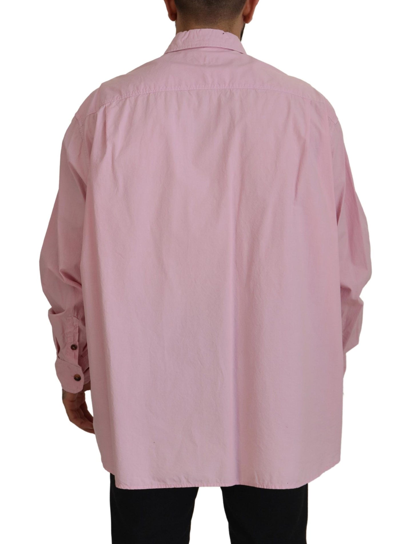 Rosafarbenes, lässiges Button-Down-Hemd mit langen Ärmeln